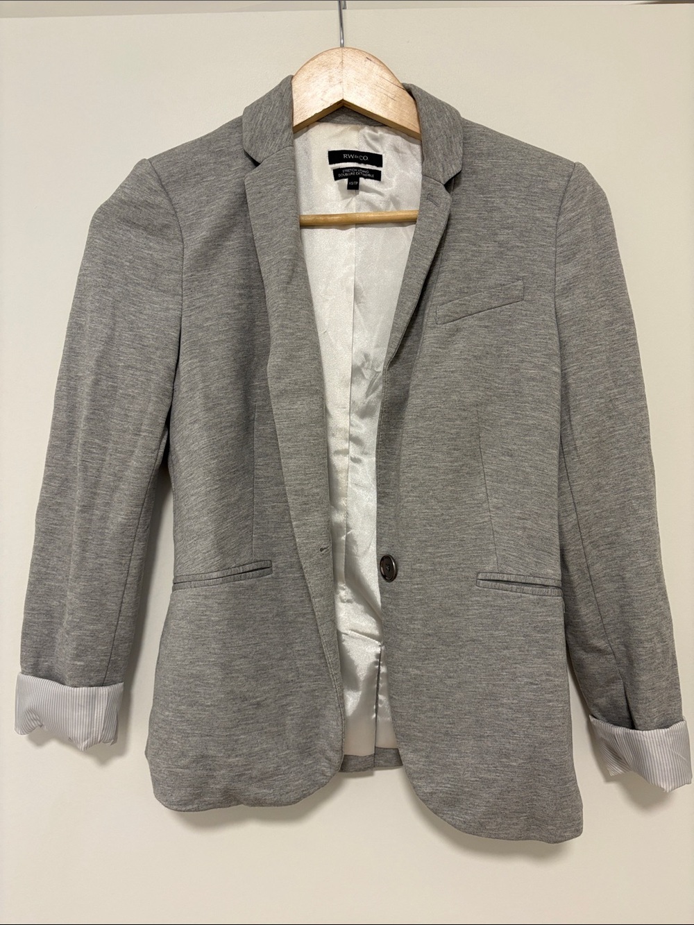 Express Men's Gray Knit Single-Button Blazer